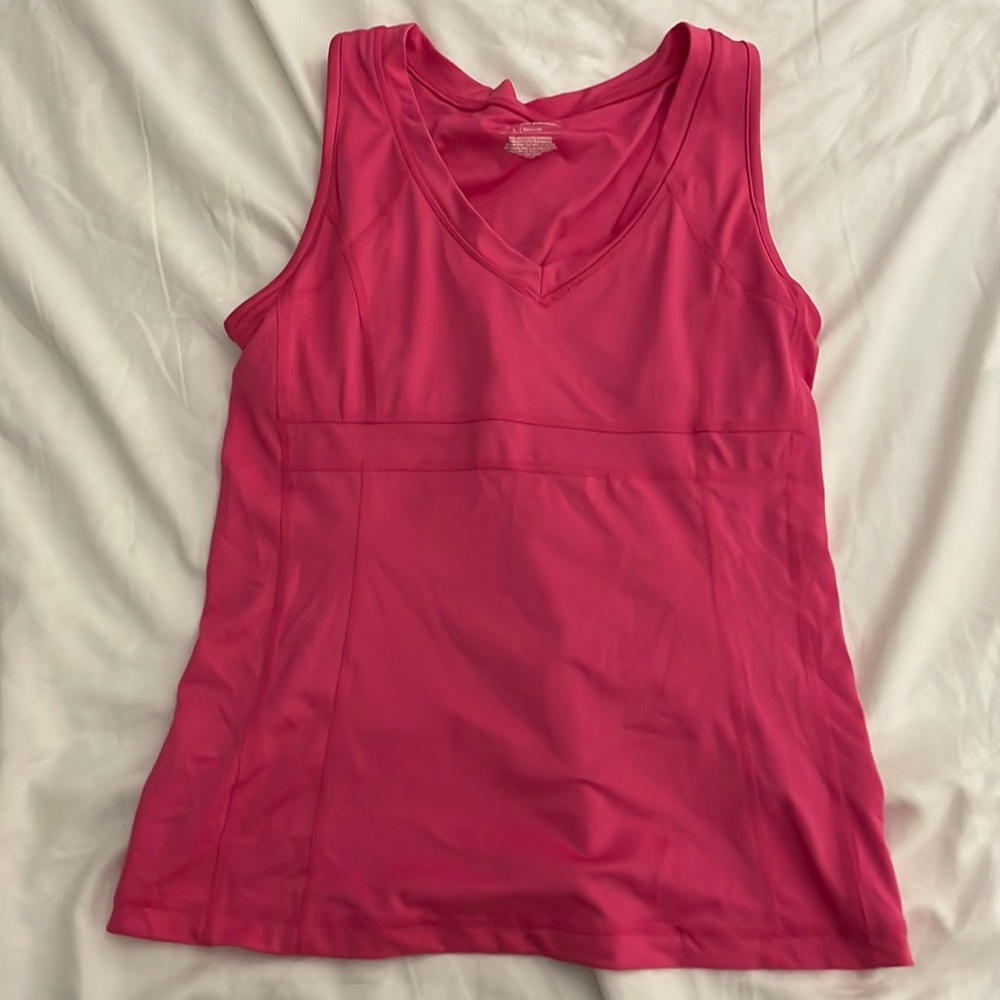 Hot pink workout tank with built in bra
